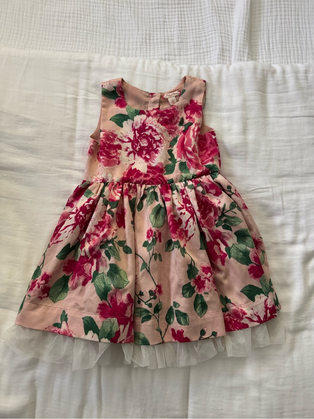 ruby & bloom Pink Floral Sleeveless Party Dress with Tulle